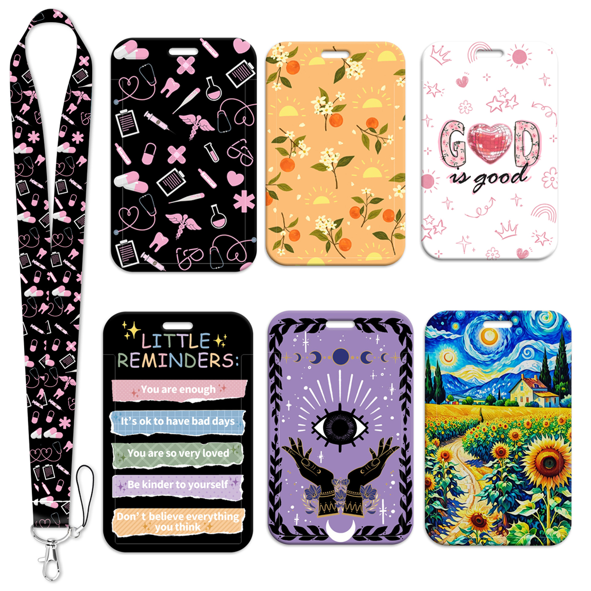 Phone Accessories Quotes - Inspirational Quotes Card Holder Flowers Lanyard