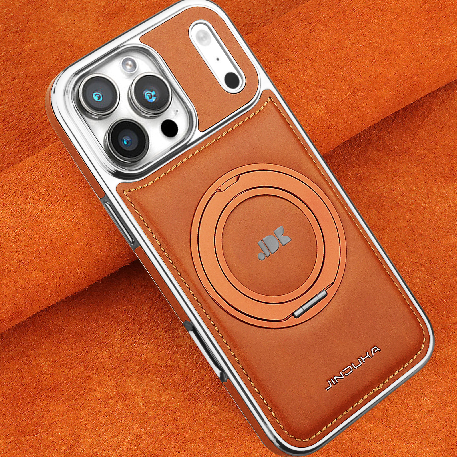 Phone Ring Holder - Luxury Magnetic 360 Rotating Kickstand Leather