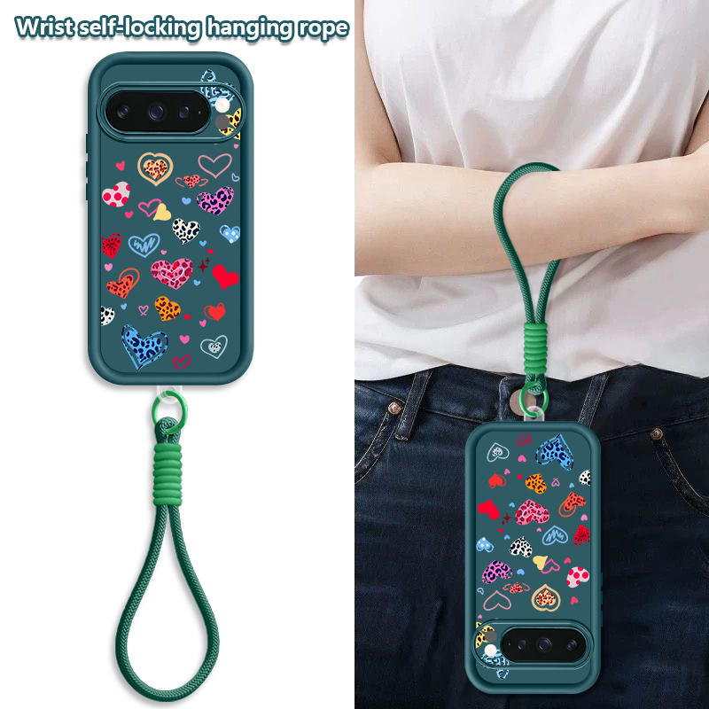 Colorful Love Heart Printed Ca - Lanyard Phone Strap ulasan dan harga