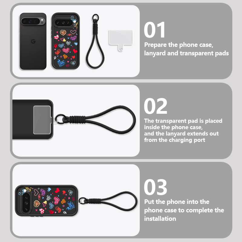 Colorful Love Heart Printed Ca - Lanyard Phone Strap ulasan dan harga