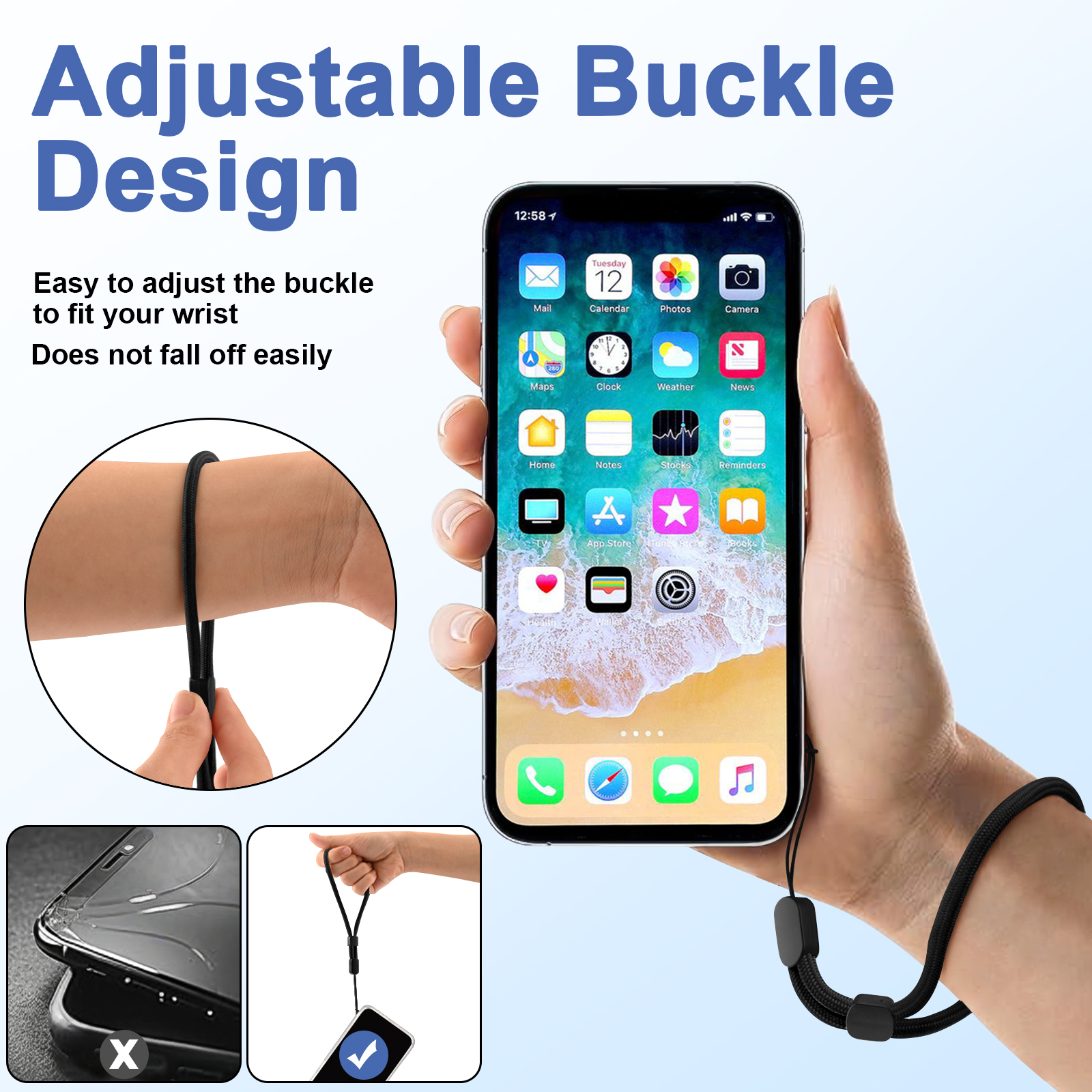 6Pcs/lot Hand Wrist Strap Lany - Lanyard Phone Strap ulasan dan harga